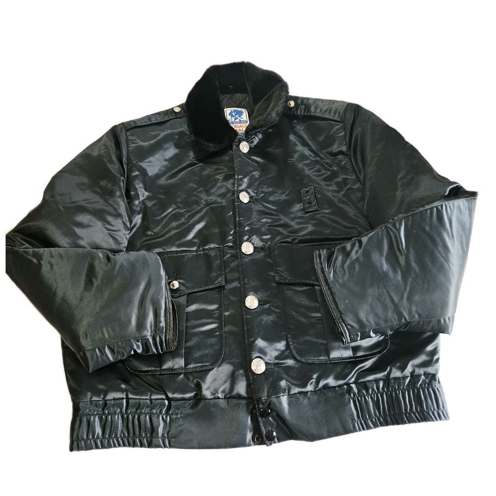 Horace Smalls Military Jacket Men Size 44 Navy Blue Faux Fur Collar Vintage USA